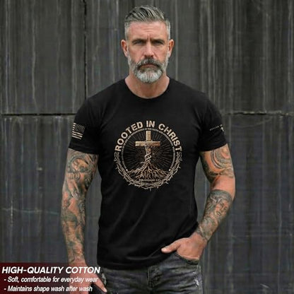 Rooted in Christ Shirt, Jesus Tee, Christian Shirt Men 2 - color: Brown, size: 3X-Large