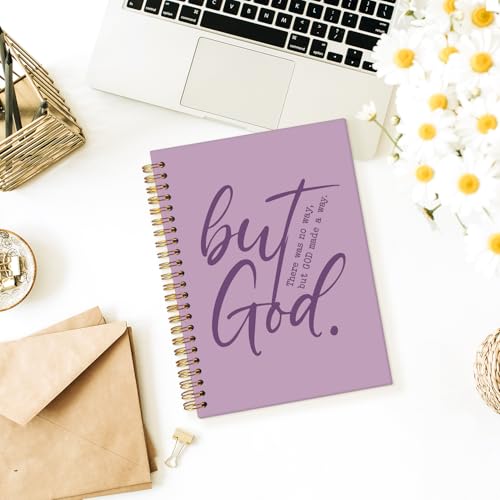 Wheatwin Bible Notebook, But God Christian Notebook Journal, Christian Gifts for Men Women, Inspirational Christian Hardcover Spiral Notebook 5.5x8.3 - Purple - color: But god - Purple