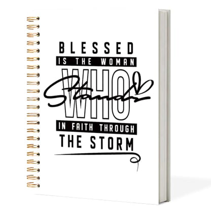 Bible Notebook for Women, Christian Journal,Blessed Is The Woman Who In Faith Through The Storm Inspirational Christian Church Hardcover Spiral Notebook Office Supplies Gifts,5.5x8.3 Inch - color: white-Blessed Is The Woman Who In Faith Through The Storm