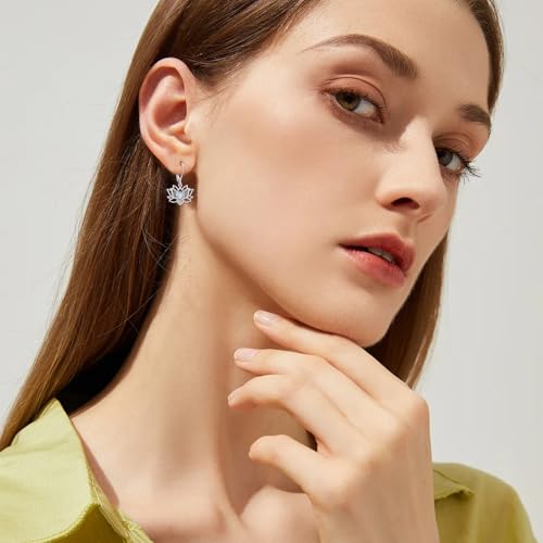 Mountain Mustard Seed Earrings for Women 925 Sterling Silver Lotus/Cross Dangle Drop Earring Christian Jewelry Outdoor Birthday Graduation Gifts - style: AA Lotus