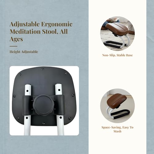 Menolana Ergonomic Folding Meditation Bench with Padded Seat, Wooden Kneeling Stool for Prayer and Stretching, Non-Slip Design for Home and Studio - color: Brown B