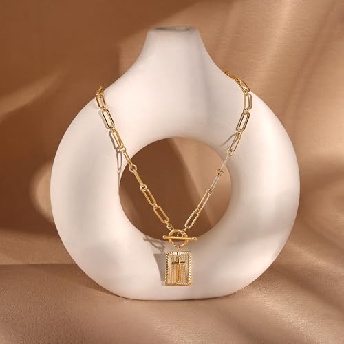 Robaice 14K Gold Plated Toggle Cross Necklace for Women - color: A Gold Cross Necklace