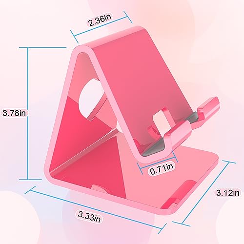 Crpich Acrylic Cell Phone Stand, Portable Phone Holder, Pink Phone Stand for Desk, Compatible with Phone16 15 14 13 12 Pro Max Mini 11 SE, Switch, Android Smartphone, Pad, Tablet, Desk Accessories - color: Pink