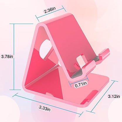 Crpich Acrylic Cell Phone Stand, Portable Phone Holder, Pink Phone Stand for Desk, Compatible with Phone16 15 14 13 12 Pro Max Mini 11 SE, Switch, Android Smartphone, Pad, Tablet, Desk Accessories - color: Pink
