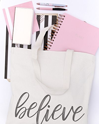 The Cotton & Canvas Co. Beach, Grocery, Farmers Market, Shopping and Travel Reusable Shoulder Tote and Handbag … - style: Believe