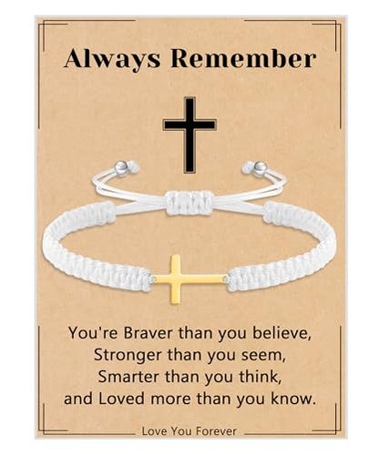 Initial Bracelets for Women Teen Girls Handmade Rope Braided Bracelet for Men Jewelry Birthday Graduation Mother's Day Gifts for Mom Wife Girlfriend Her Friends - style: 9 white-gold cross
