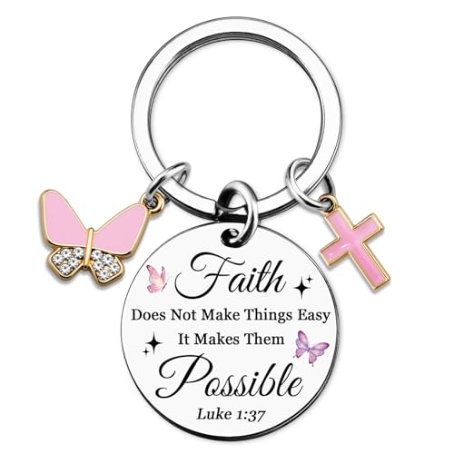 Christian Gifts for Women Religious Faith Keychain with Bible Verse