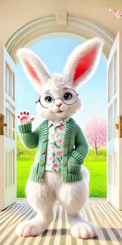 BlissYard Door Cover Easter Floral Egg Bunny 35x71 Inch Polyester - color: Green