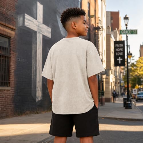 Boys Christian Shirts for Kids Jesus God Bible Verse Religious Faith T Shirt Youth Acid Wash Cross Graphic Tees Tops - color: Apricot, size: 3-4T