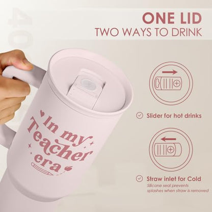 SANDJEST Teacher Gift – Stainless Steel Insulated Tumbler with Handle - Cool Teacher Club Travel Coffee Mug Cup for Women Back to School Birthday Christmas Teacher's Appreciation, 40oz - color: Teacher 4