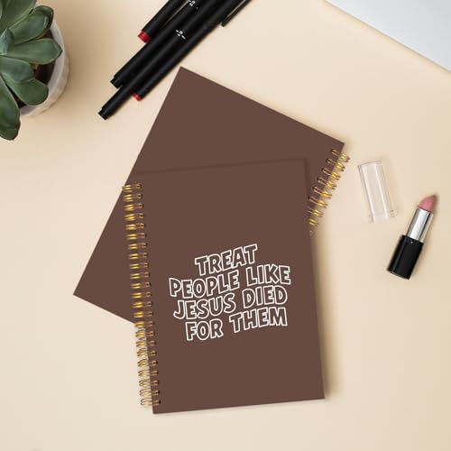 Christian Spiral Journal Notebook 5.5x8.3in, Bible Scripture Journal for Woman, Christian Gifts for Women, Treat People Like Jesus Religious Notebooks for Note Taking, Hardcover Notebook - color: Brown