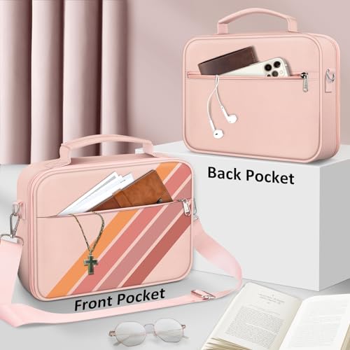 FINPAC Bible Cover with Shoulder Strap, Church Book Carrying Bible Case Bag - color: Retro Stripes