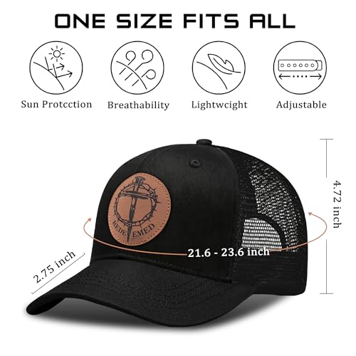 Christian Hats for Men & WomenJesus Cross HatChristianReligious GiftsforVarious Festivals&BirthdaysFaith Baseball/Trucker Cap - color: Black Redemption