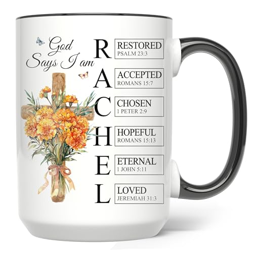 Personalized God Says I Am Mug - Custom Bible Verse Birth Flower 11oz 15oz - Cross Christian Coffee Mug - Religious Gifts for Women - color: GOD-IAM-M7