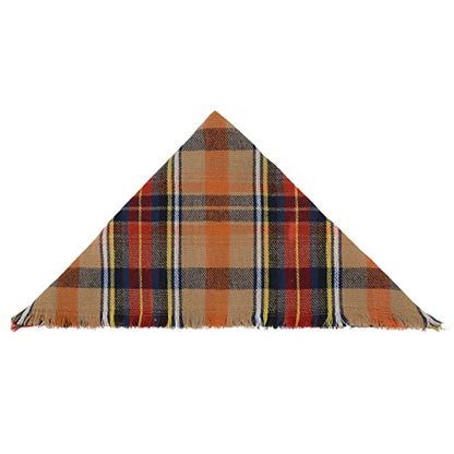 American Trends Scarfs for Women Winter Triangle Scarf Classic Plaid Warm Scarf Soft Scarves Knitted Wrap Shawl - color: Triangle Orange & Black