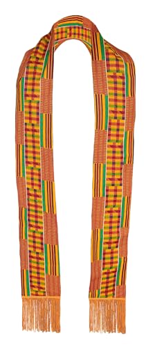 Dupsie's Kente African Print Church Clergy Pastor Choir Stole/Sash with Fringes - color: Orange
