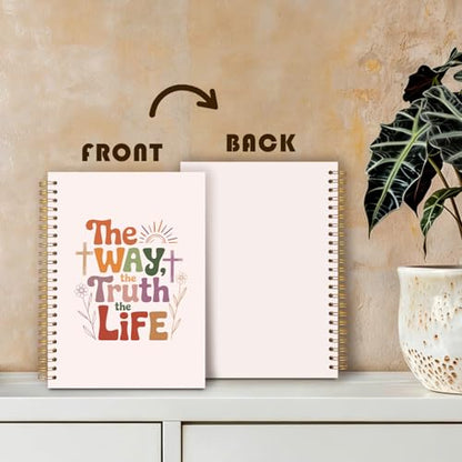 Boho Christian Jesus Notebook Journal, Christian Gifts for Women Faith, Religious Scripture Prayer Spiral Hardcover Notebook Journal for School Office Work, 5.5x8.3 Inch - color: The Way, The Truth, The Life