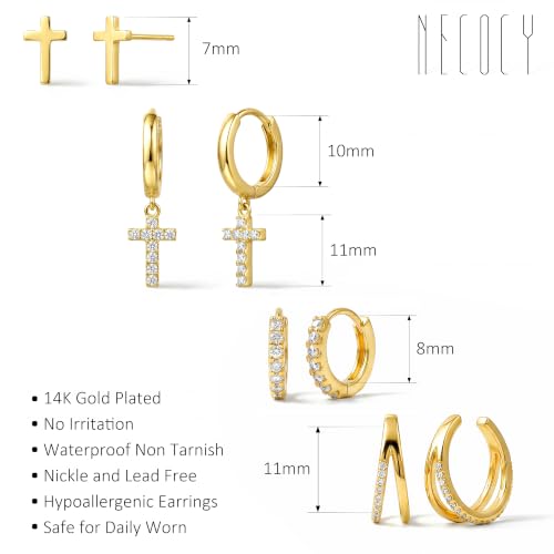 Small 4Pcs 14K Gold Huggie Hoop Earrings Sets for Women Non Tarnish - style: Gold&Style6