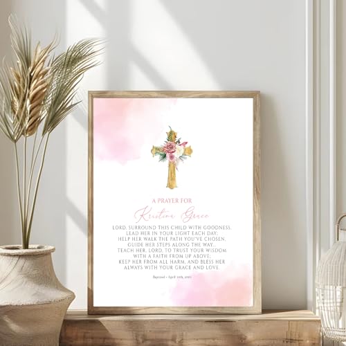 Personalized Baptism Gift For Girl, Baby Boy Gift, Affirmation Baptism Sign, Baptism Sign Dedication, Baptism Gift For Boy and Girl Ideas, Custom Cross With Name and Date Sign Decor Design 11 - color: Design 1