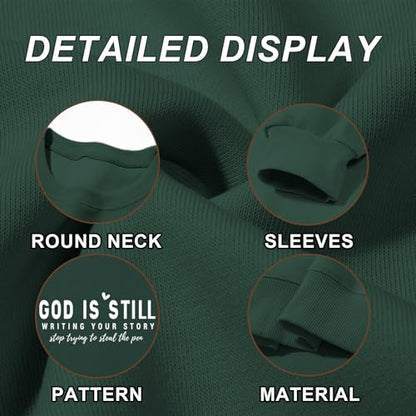 PAIEXILY Christian Crewneck Sweatshirts for Women God Faith Bible Verse Pullover Jesus Religious Long Sleeve Shirts Tops - color: Green, size: Medium