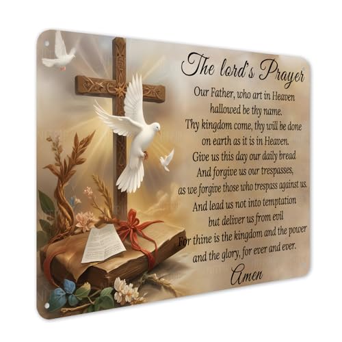 Funny Bar Sign The Lord's Prayer Sign Jesus Christian Sign Man Cave Vintage Metal Sign For Garage Home Bar Wall Decor 8x12 Inch - color: The Lord's Prayer, size: 8x12 Inch
