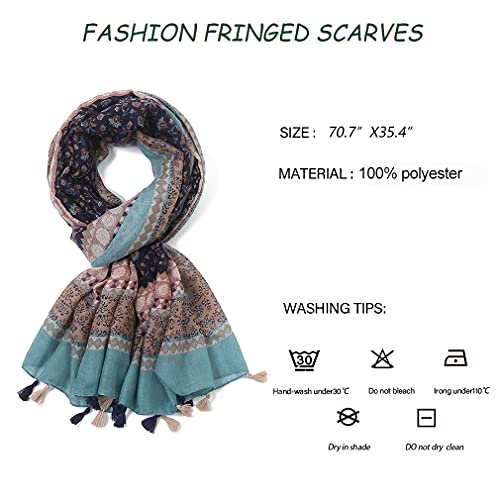 Yeieeo Boho Scarf for Women Lightweight Floral Printed Scarf Fall Winter Fashion Fringed Shawl - color: Floral 10