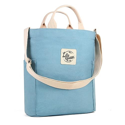 Lily queen Women Canvas Tote Handbags Casual Shoulder Work Bag Crossbody - color: Blue