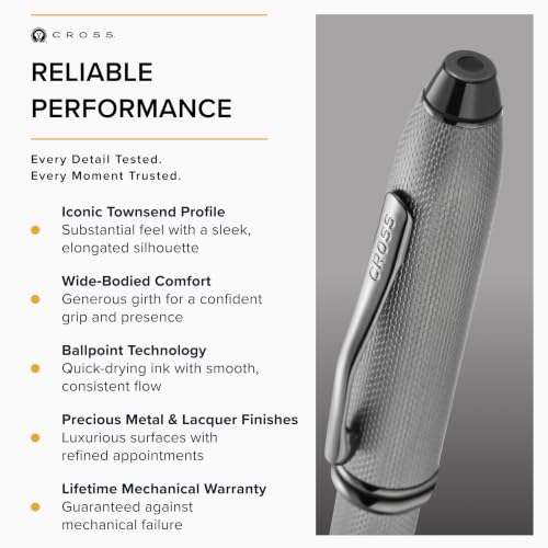 Cross Townsend Slate Gray Diamond Ballpoint Pen, Medium Point, Black Ink - color: Grey