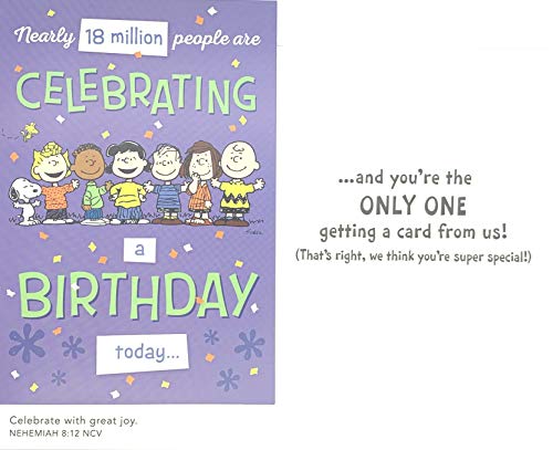 DaySpring - Peanuts - Happy Birthday - 4 Design Assortment with Scripture - 12 Boxed Cards & Envelopes (J0381)