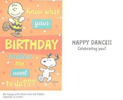 DaySpring - Peanuts - Happy Birthday - 4 Design Assortment with Scripture - 12 Boxed Cards & Envelopes (J0381)