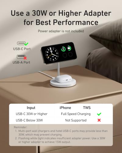 Anker MagGo 2-in-1 MagSafe Compatible Qi2 15W Wireless Charging Stand - color: White