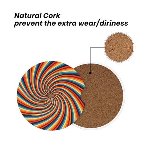 Swirl Stripe 2 Pcs Car Cup Holder Coasters Absorbent Ceramic Coaster - color: Brown