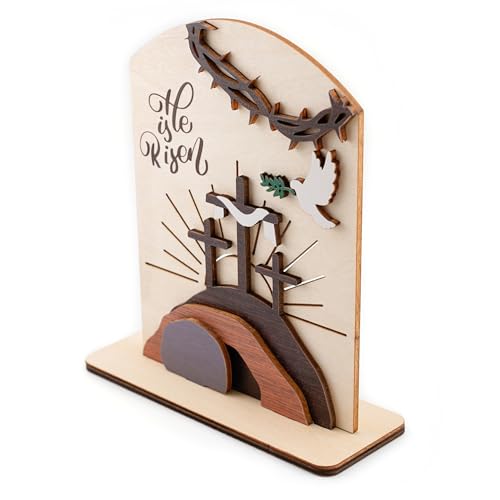 He is Risen Easter Resurrection Decor - Easter Decorations for Home - Empty Tomb Religious Resurrection Set Decoration for Table, Desk, Home