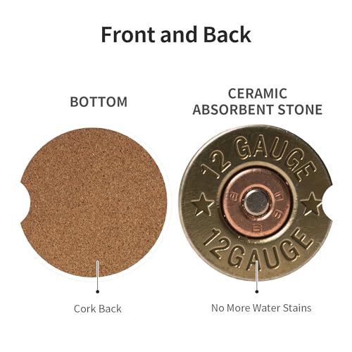 Car Coasters for Cup Holder 2 Pack - 12 Gauge Cartridge Cases - color: 12 Gauge Cartridge Cases