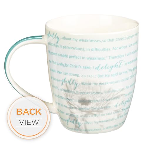 Christian Art Gifts Pink Chrysanthemum Floral Ceramic Coffee Mug 12 oz. - color: White & Pink Floral/Grace is Sufficient