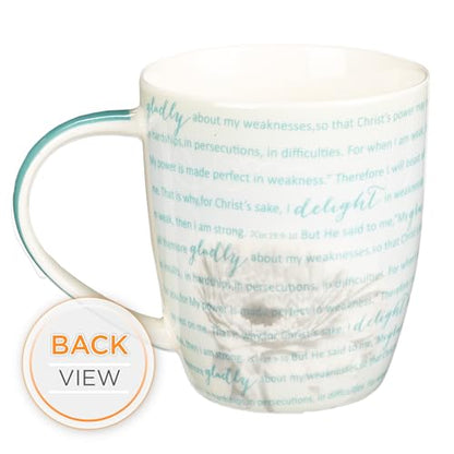 Christian Art Gifts Pink Chrysanthemum Floral Ceramic Coffee Mug 12 oz. - color: White & Pink Floral/Grace is Sufficient