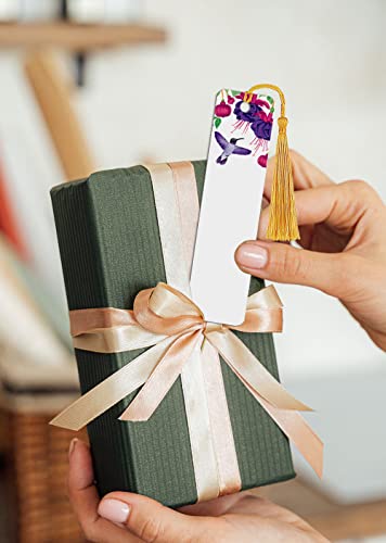 WIRESTER Set of 2 Metal Bookmarks with Light Gold Tassel for Students, Reader, Teachers, Book Lovers - Hummingbird Fuchsias, Hummingbirds Crocosmia - color: Hummingbird Fuchsias, Hummingbirds Crocosmia