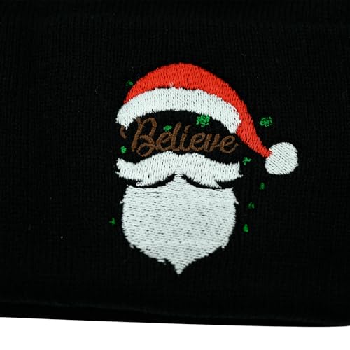 Cat Dad Beanie Hat Winter Cuffed Knit Hat Skull Watch Cap Embroidery Fisherman Beanies for Women Men Unisex - color: Santa Claus