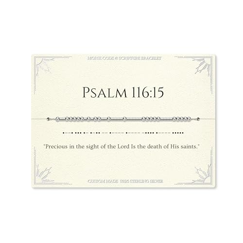 Loved Creations Morse Code Bracelets for Women, Christian Bible Verse Bracelets, Scripture S925 Sterling Silver Inspirational Faith Jewelry, Religious Gifts for Women - color: Psalm 116:15