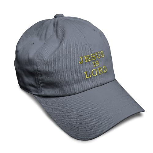 Speedy Pros Soft Baseball Hat Embroidered Dad Hat Jesus is Lord God Christ Christian Religious Cotton - color: Dark Grey Design Only