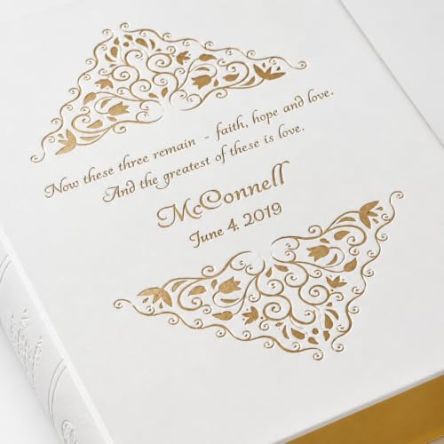 Personalized Catholic Bible, Verse 1 Corinthians 13:13 - Greatest is Love Holy Matrimony Wedding Bible - and Now These Three Remain, Religious Anniversary & Wedding Gifts