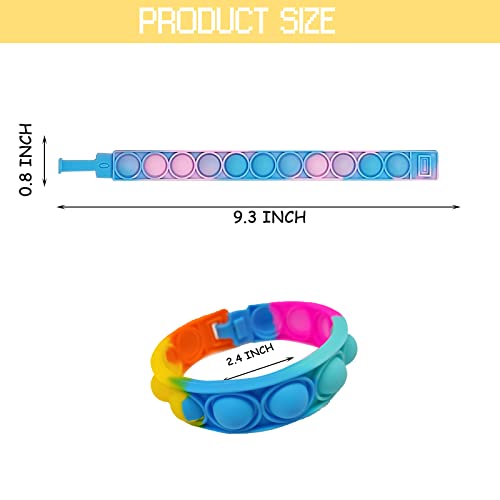 120 Pcs Pop Bracelet Bubble Fidget Toys for Party Favors, Hand Finger Silicone Wristband Bulk for Student Classroom Prizes, Goodie Bag Fillers Stuffers Birthday Christmas Valentine Gifts for Kid - style: 120pcs