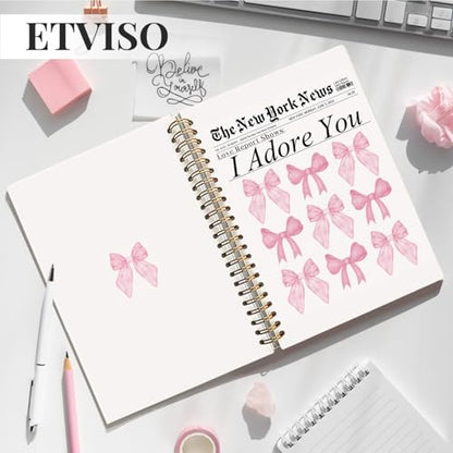 Coquette Pink Bow Notebook, Girly Preppy Notebooks for Note Taking, Preppy Bow Journal, Pink Aesthetic Journals for Writing, Coquette Girly Office Supplies, 5.5x8.3 Inch - color: 05-Bible(03)