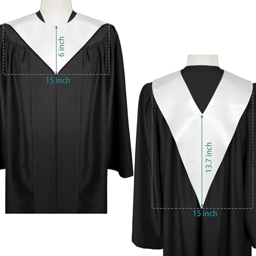 Premium Choir V Stole - Solid Color - Satin - Unisex - color: White