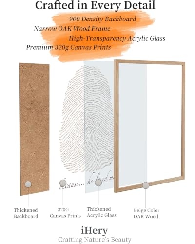 iHery 12x16in Because He Loved Me Fingerprint Bible Verse Framed Wall Art - color: Beige Frame White Art, size: 16"L x 12"W