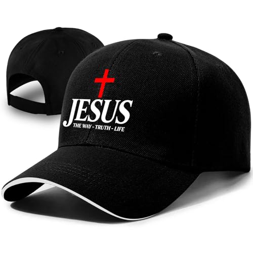Jesus Baseball Cap for Men and Women Adjustable Christian Trucker Hat Fashion Cross Golf Hat - color: Jesus the Way Truth Life Cross