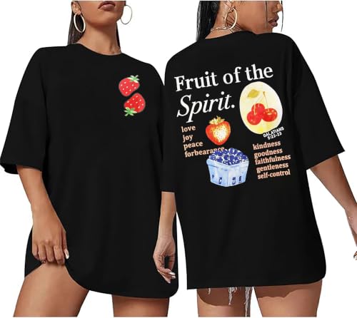 Women Christian Shirt Jesus T-shirt Fruit of The Spirit Bible Verse Tee - size: Large