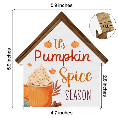 Fall Home Decor, It's Pumpkin Spice Season House Shaped Wood Block Sign - color: Pumpkin
