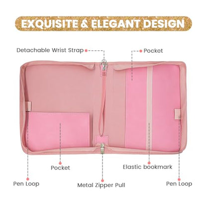 Bible Covers for Women Leather Bible Cover Case for Women with Floral Design & Gold Debossed Scripture and Pockets, Bible Carrying Case for Women, Girls, Gifts