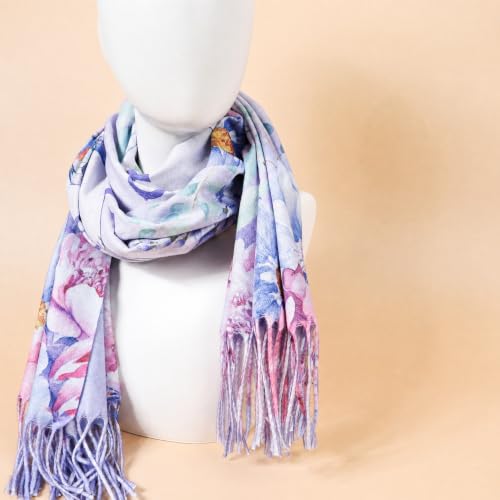 The Virgin Mary Bible Verse Shawls for Women, Catholic Christian Blanket Scarf Gifts or Mom Teacher Christmas - color: Purple Butterfly